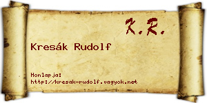 Kresák Rudolf névjegykártya